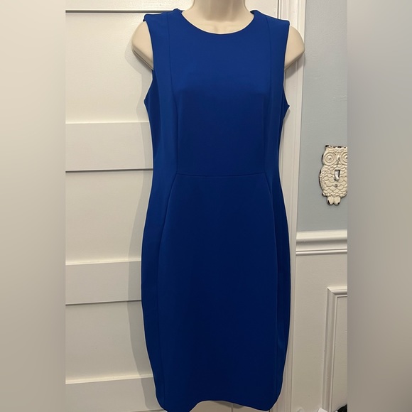 Calvin Klein Women's Solid Sleeveless Sheath Dress - Blue - 6